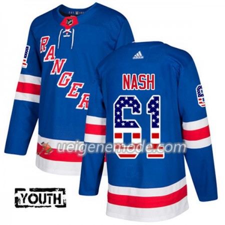 Kinder Eishockey New York Rangers Trikot Rick Nash 61 Adidas 2017-2018 Blue USA Flag Fashion Authentic
